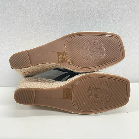 VINCE CAMUTO Black Molisana Wedge Slip On Leather Espadrille Shoes Size 11 - Picture 7 of 9